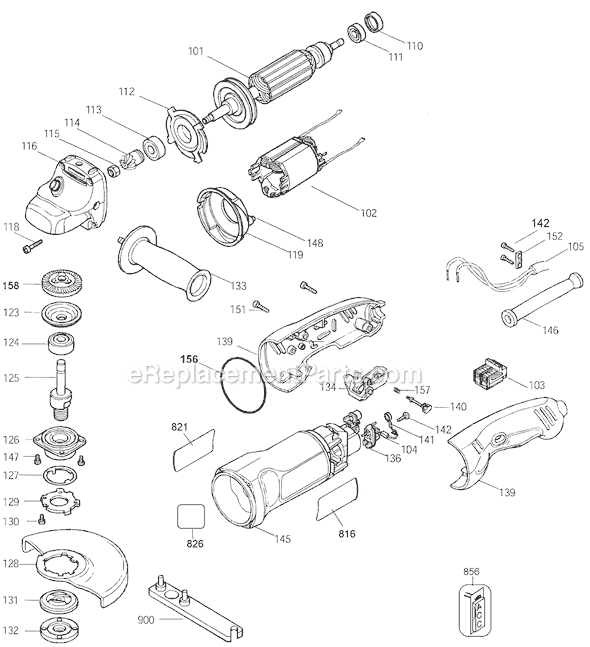 Page A Diagram and Parts List for G850GW Type 2 Black and Decker Angle Grinder